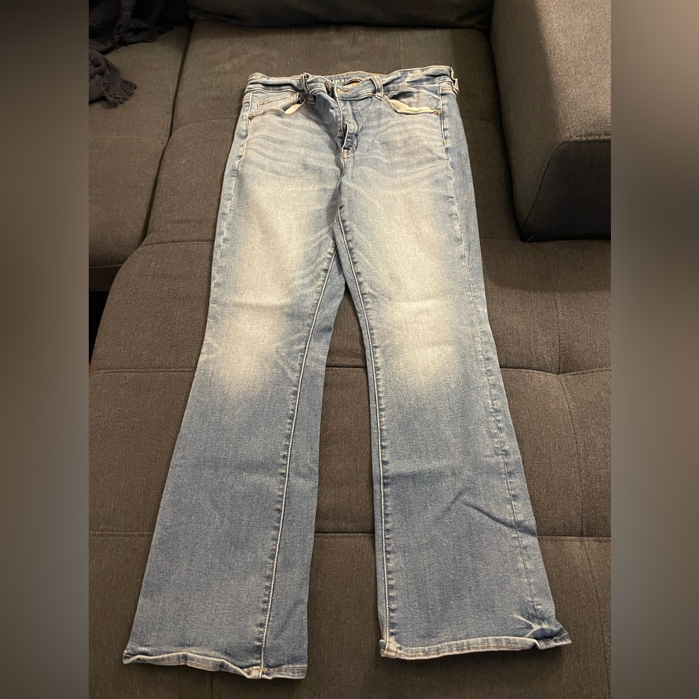 Jeans.  High rise skinny kick (kinda between a small flare and bootcut)14 short